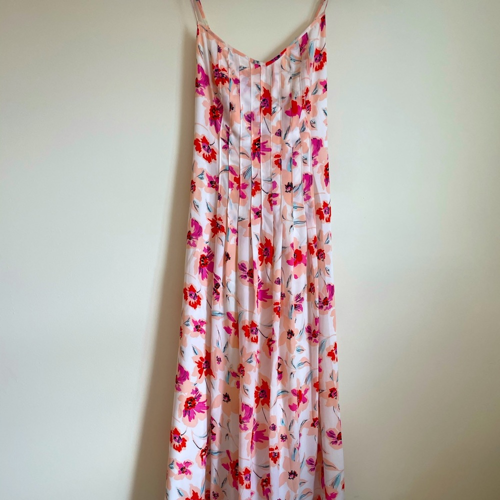 Banana Republic Pink Floral Pleated Cross Back